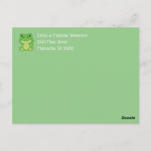 T-Rex Dinosaur Baby shower Green Briefkaart (Achterkant)
