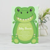 T-Rex Dinosaur Baby shower Green Kaart (Staand voorkant)