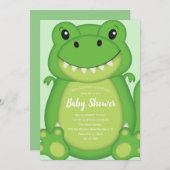 T-Rex Dinosaur Baby shower Green Kaart (Voorkant / Achterkant)