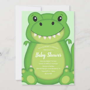 T-Rex Dinosaur Baby shower Green Kaart