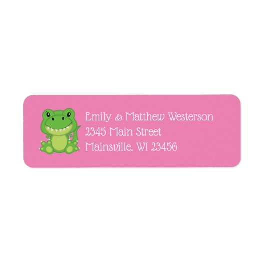 T-Rex Dinosaur Baby shower Roze Etiket (Voorkant)