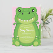 T-Rex Dinosaur Baby shower Roze Kaart (Staand voorkant)