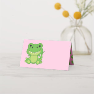 T-Rex Dinosaur Baby shower Roze Plaatskaartje