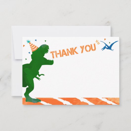 T Rex Dinosaur Birthday Bedankt voor je briefkaart (Voorkant)