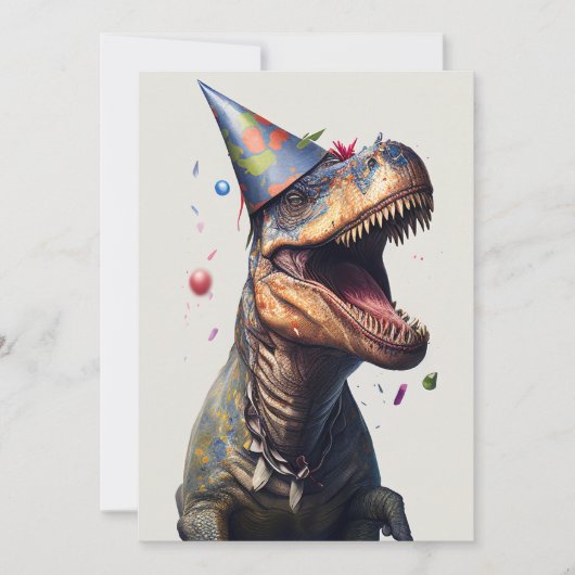T-Rex Dinosaur Birthday Flat Wenskaart Bedankkaart (Voorkant)