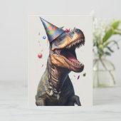 T-Rex Dinosaur Birthday Flat Wenskaart Bedankkaart (Staand voorkant)