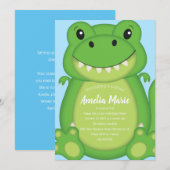 T-Rex Dinosaur Birthday Party Blue Kaart (Voorkant / Achterkant)