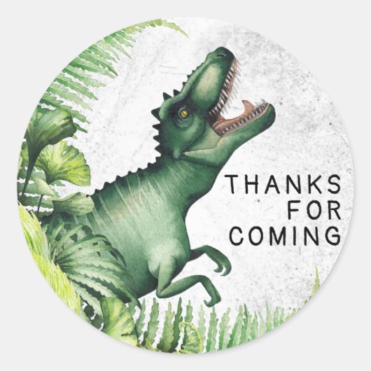 T-Rex Dinosaur Birthday Party Dank u Ronde Sticker (Voorkant)