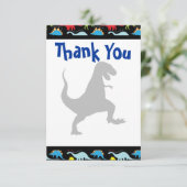 T Rex Dinosaur Birthday Party Dank u wel kaarten (Staand voorkant)