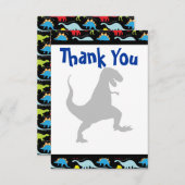 T Rex Dinosaur Birthday Party Dank u wel kaarten (Voorkant / Achterkant)