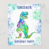 T Rex Dinosaur Birthday Party Foto Budget Flyer (Achterkant)