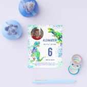 T Rex Dinosaur Birthday Party Foto Budget Flyer (Enkel)