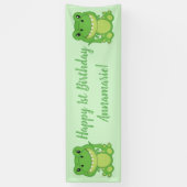 T-Rex Dinosaur Birthday Party Green Spandoek (Verticaal)
