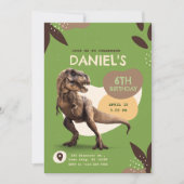 T-Rex Dinosaur Birthday Party Kaart (Voorkant)