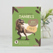 T-Rex Dinosaur Birthday Party Kaart (Staand voorkant)