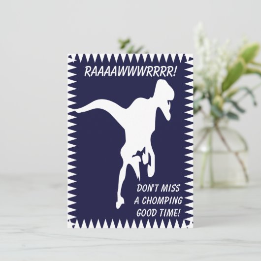 T Rex Dinosaur Birthday Party Kaart (Staand voorkant)