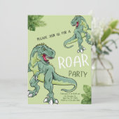 T-Rex Dinosaur Birthday Party Kaart (Staand voorkant)