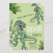 T-Rex Dinosaur Birthday Party Kaart (Voorkant / Achterkant)
