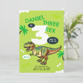 T-Rex Dinosaur Birthday Party Kaart (Staand voorkant)