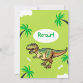T-Rex Dinosaur Birthday Party Kaart (Achterkant)