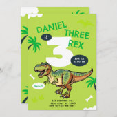 T-Rex Dinosaur Birthday Party Kaart (Voorkant / Achterkant)