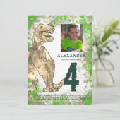 T-Rex Dinosaur Birthday Party Kaart (Staand voorkant)