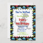 T Rex Dinosaur Birthday Party Kaart (Voorkant)