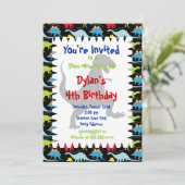 T Rex Dinosaur Birthday Party Kaart (Staand voorkant)