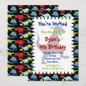 T Rex Dinosaur Birthday Party Kaart (Voorkant / Achterkant)