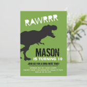 T Rex Dinosaur Birthday Party Kaart (Staand voorkant)
