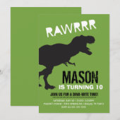 T Rex Dinosaur Birthday Party Kaart (Voorkant / Achterkant)