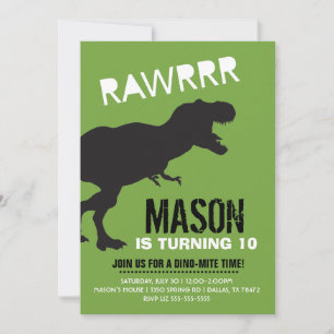 T Rex Dinosaur Birthday Party Kaart