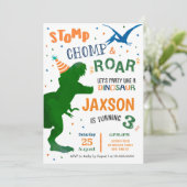 T Rex Dinosaur Birthday Party Kaart (Staand voorkant)