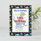 T Rex Dinosaur Birthday Party Kaart (Staand voorkant)