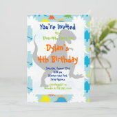 T Rex Dinosaur Birthday Party Kaart (Staand voorkant)