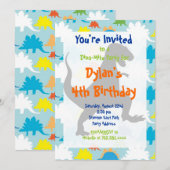 T Rex Dinosaur Birthday Party Kaart (Voorkant / Achterkant)