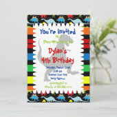 T Rex Dinosaur Birthday Party Kaart (Staand voorkant)