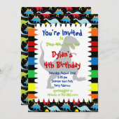 T Rex Dinosaur Birthday Party Kaart (Voorkant / Achterkant)