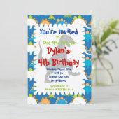 T Rex Dinosaur Birthday Party Kaart (Staand voorkant)