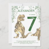 T-Rex Dinosaur Birthday Party Kaart (Voorkant)