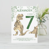 T-Rex Dinosaur Birthday Party Kaart (Staand voorkant)