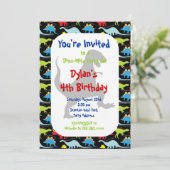 T Rex Dinosaur Birthday Party Kaart (Staand voorkant)