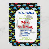 T Rex Dinosaur Birthday Party Kaart (Voorkant / Achterkant)