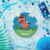 T Rex Dinosaur Birthday Party Papieren Bordje (Feest)