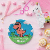 T Rex Dinosaur Birthday Party Papieren Bordje (Feest)