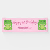 T-Rex Dinosaur Birthday Party Pink Spandoek (Horizontaal)