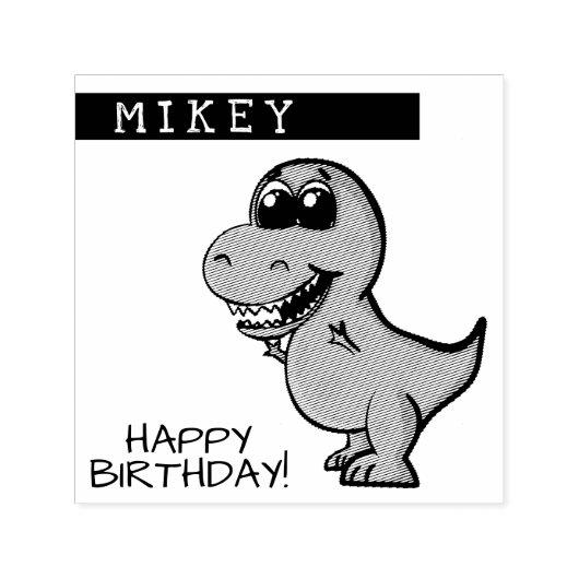 T Rex Dinosaur Birthday Party Zelfinktende Stempel (Design)