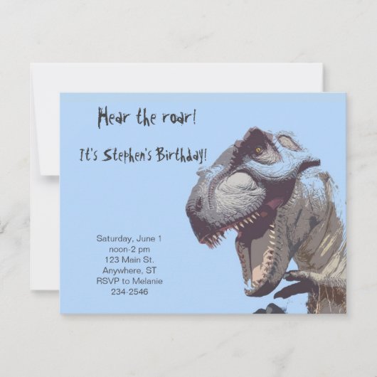 T-Rex Dinosaur Birthday Uitnodiging (Voorkant)