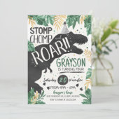 T-Rex Dinosaur Birthday Uitnodiging (Staand voorkant)