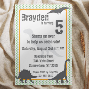 T-Rex Dinosaur Birthday Uitnodiging